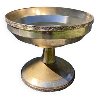 Large art deco silver metal bowl