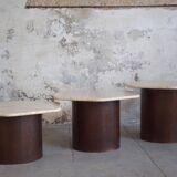 Trois tables basse Gigogne Travertin 1960