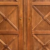Vintage solid oak cross-braced wardrobe 1940