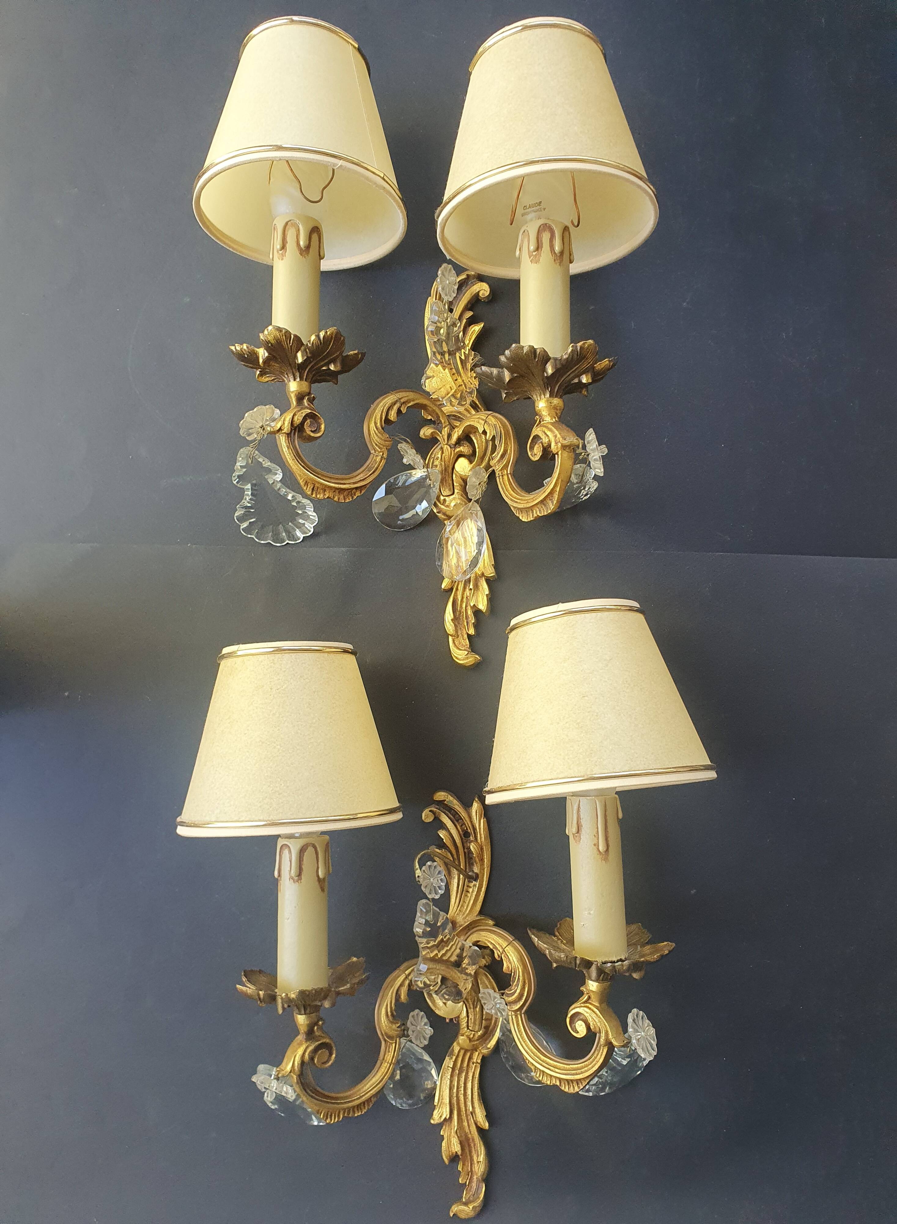 Pair of wall sconces candle holders with antique pendants