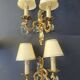 Pair of wall sconces candle holders with antique pendants