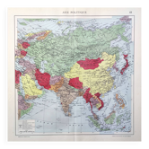 Vintage map Asia China Japan India USSR 43x43cm from 1950