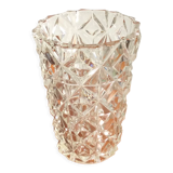 Thick glass vase geometric facet - vintage
