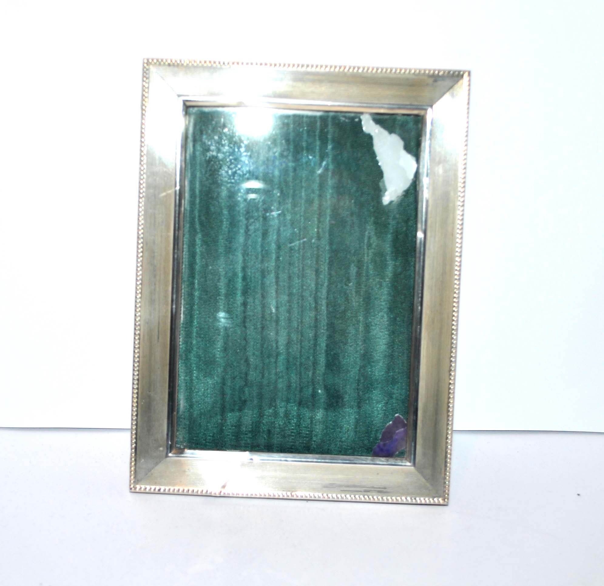 Old photo frame in solid silver - hallmark 800 - guilloche pearl frame 12x16.5