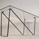 Superb asymmetrical coffee table AIRBORNE 1950s glass and lacquered metal.