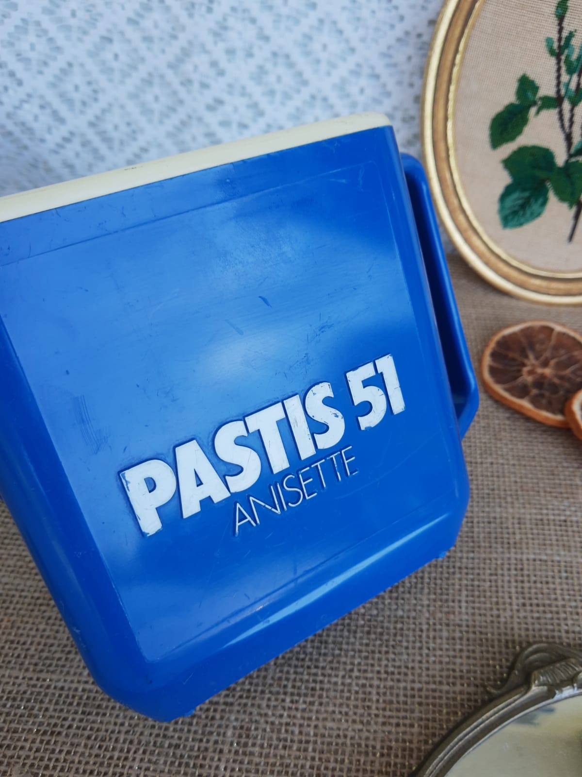 Vintage pastis 51 blue plastic decanter