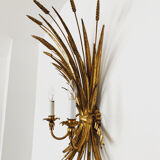 Gilded Italian Hollywood Regency metal wall lamp by Hans Kögl