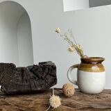 Small two-tone white and brown pitcher Made in China