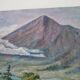 Large old painting landscape painting of rice fields and mounting