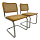 Lot of 2 identical caned chairs Cesca B32 design Marcel Breuer 1970 Made in Italy vintage