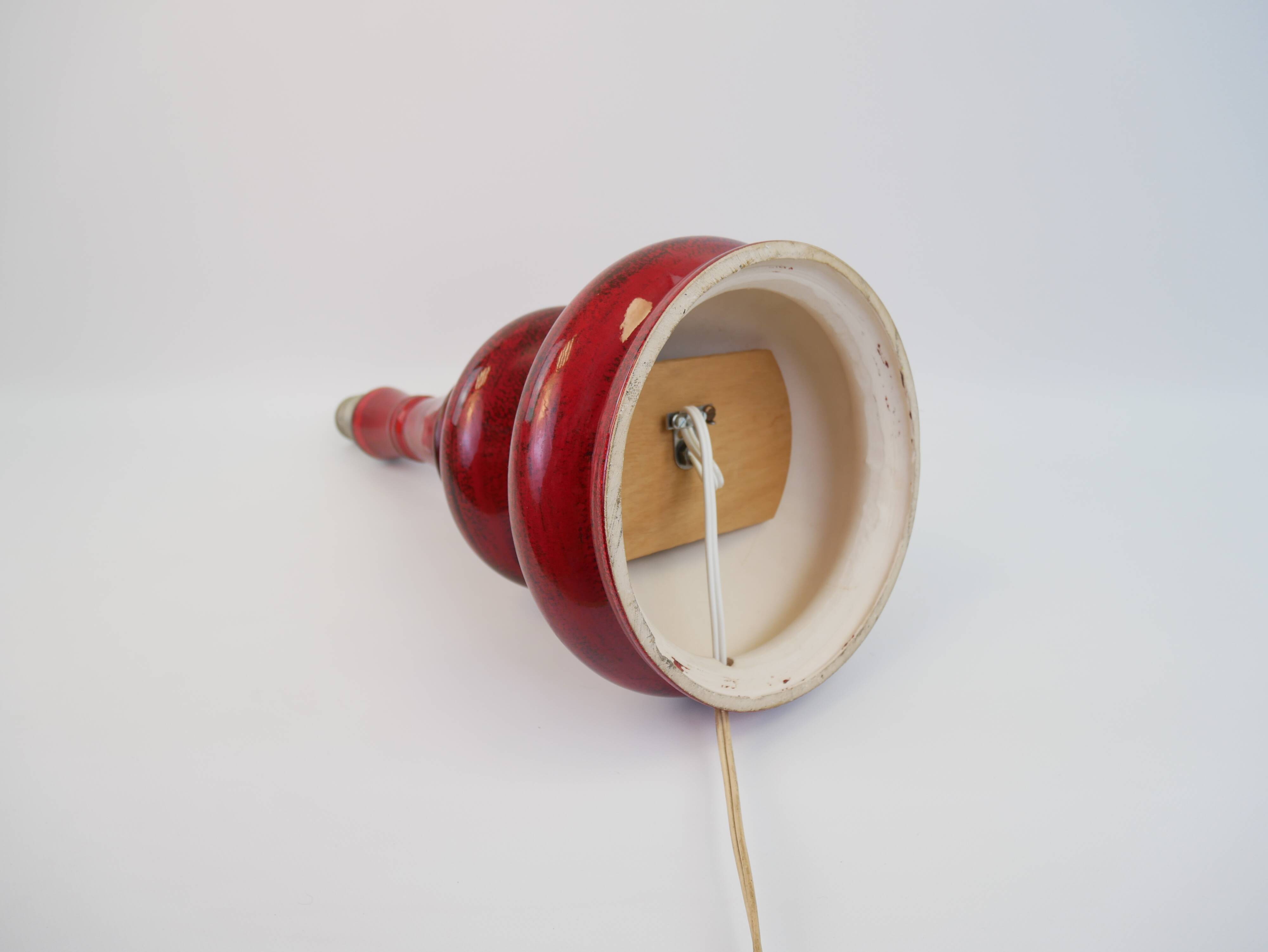 Large vintage red ceramic lamp