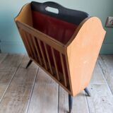 Wooden magazine holder feet compass vintage Scandinavian design