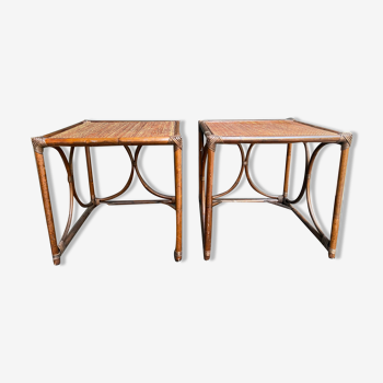 Pair of end of sofa bedside rattan