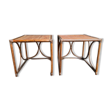 Pair of end of sofa bedside rattan