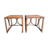 Pair of end of sofa bedside rattan