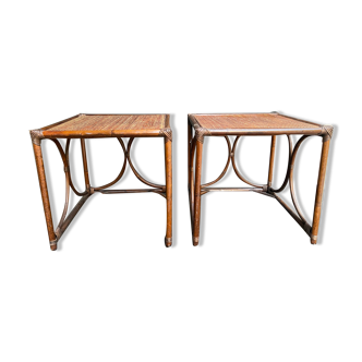 Pair of end of sofa bedside rattan