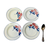 4 assiettes creuses soupe vintage fleur rose rouge HBCM