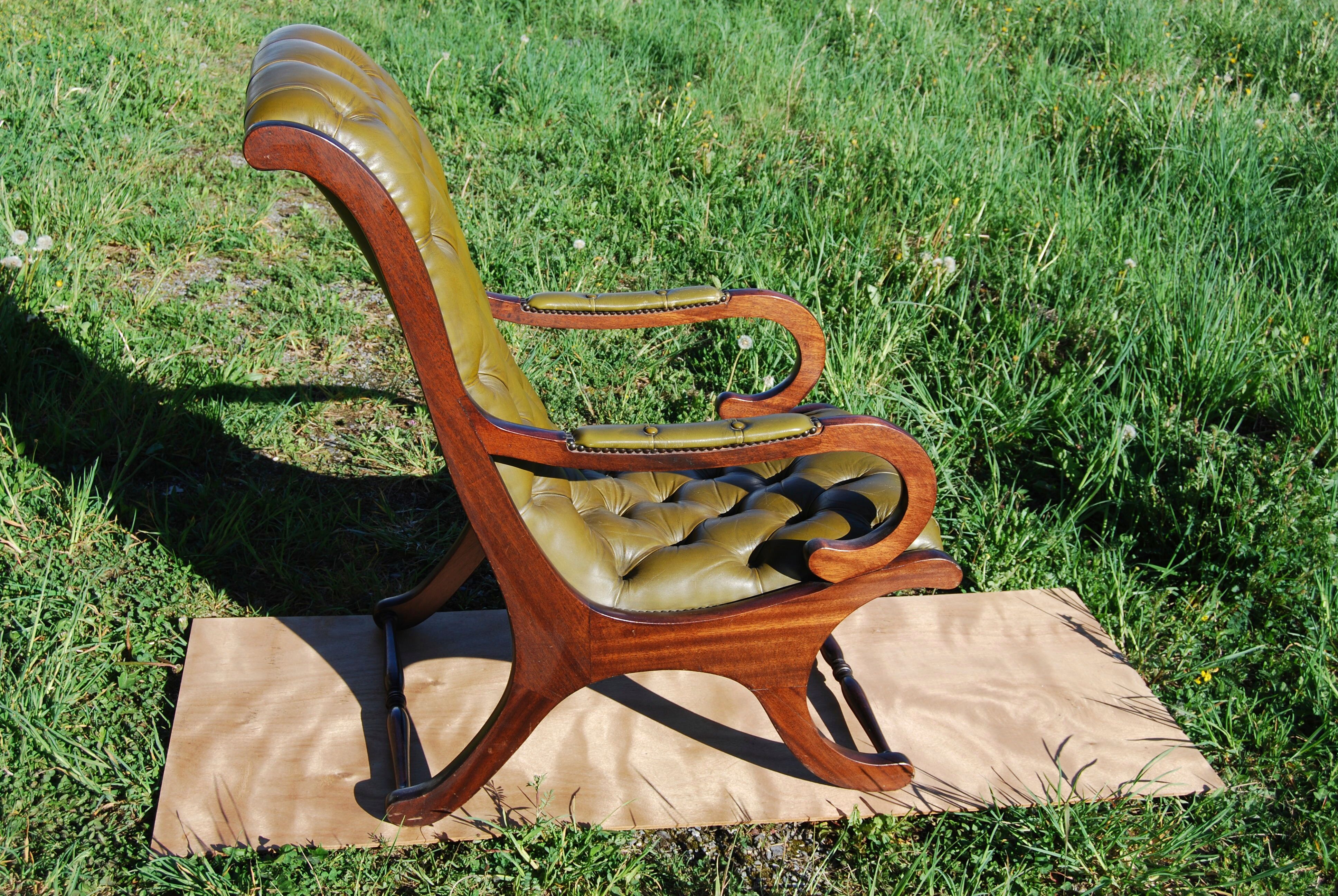 Chesterfield Victoria chair in green leather.