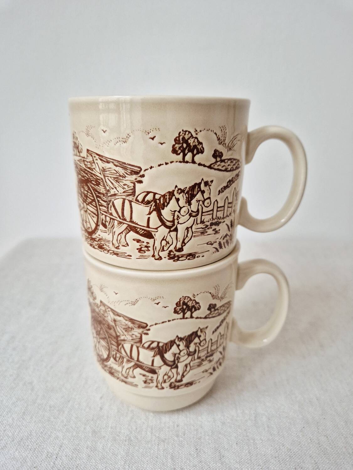 Set of 2 vintage stoneware mugs "English Countryside" - KilnCraft England