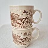 Set of 2 vintage stoneware mugs "English Countryside" - KilnCraft England
