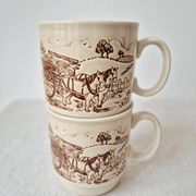 Set of 2 vintage stoneware mugs "English Countryside" - KilnCraft England