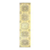 Tapis de couloir turc Oushak fait main en laine et coton jaune, années 1970