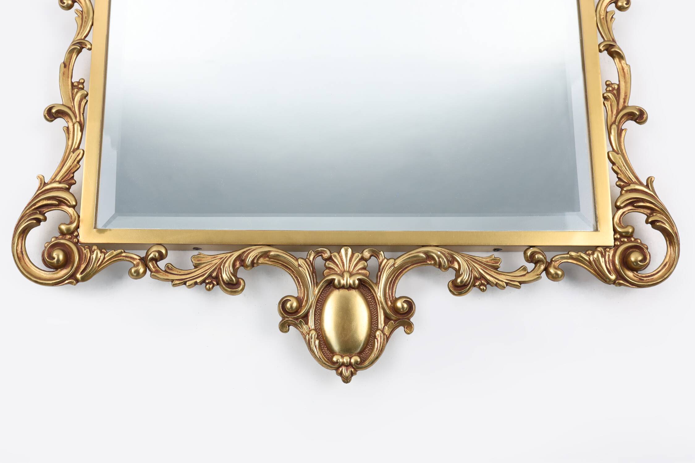 Solid copper 20th Century French Louis XV style beveled wall mirror