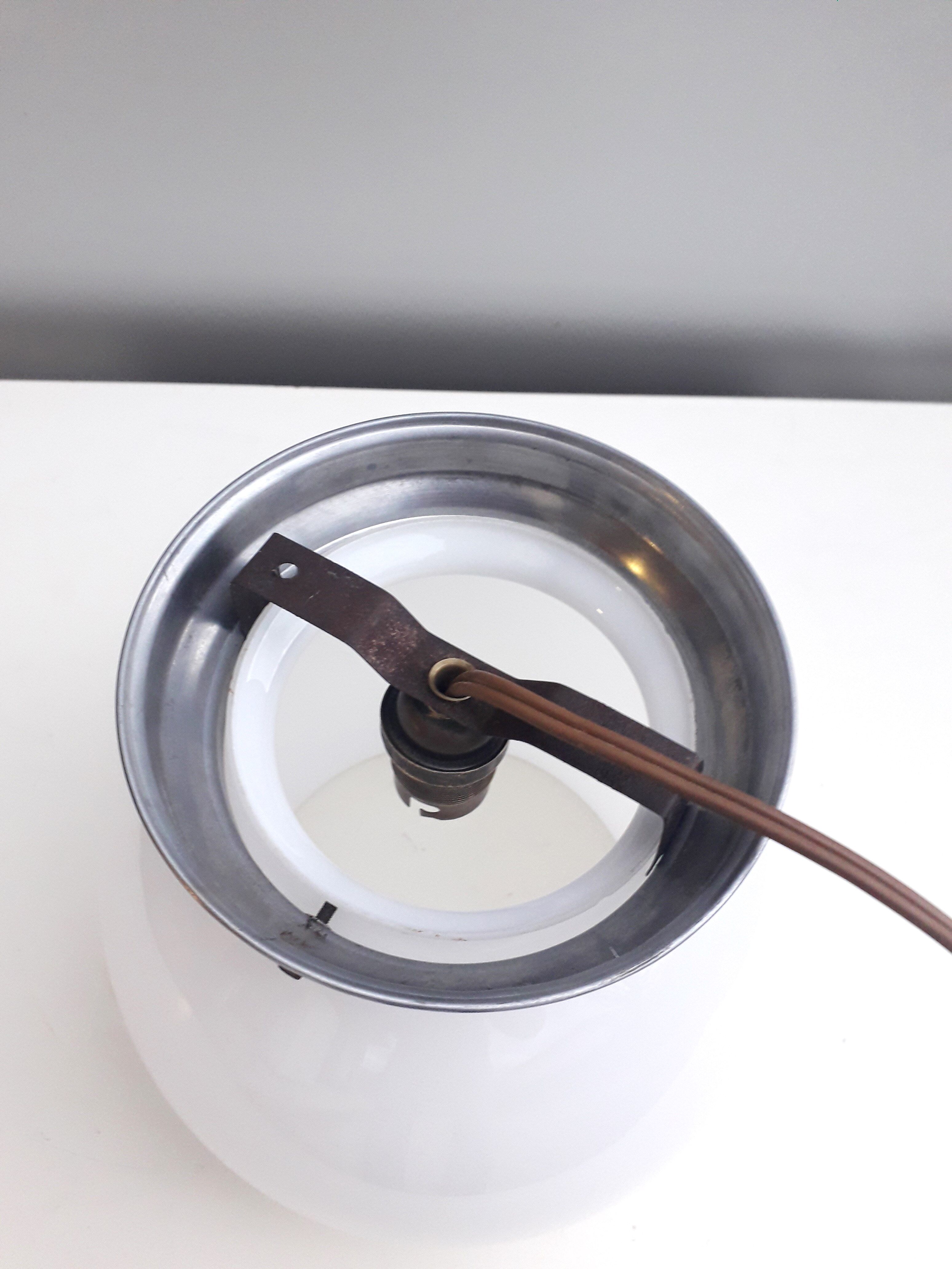 Former bistro ceiling lamp - Half-spherical globe in white opaline - 1950