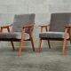 Pair of armchairs czechoslovakian midcentury renovated gray velvet