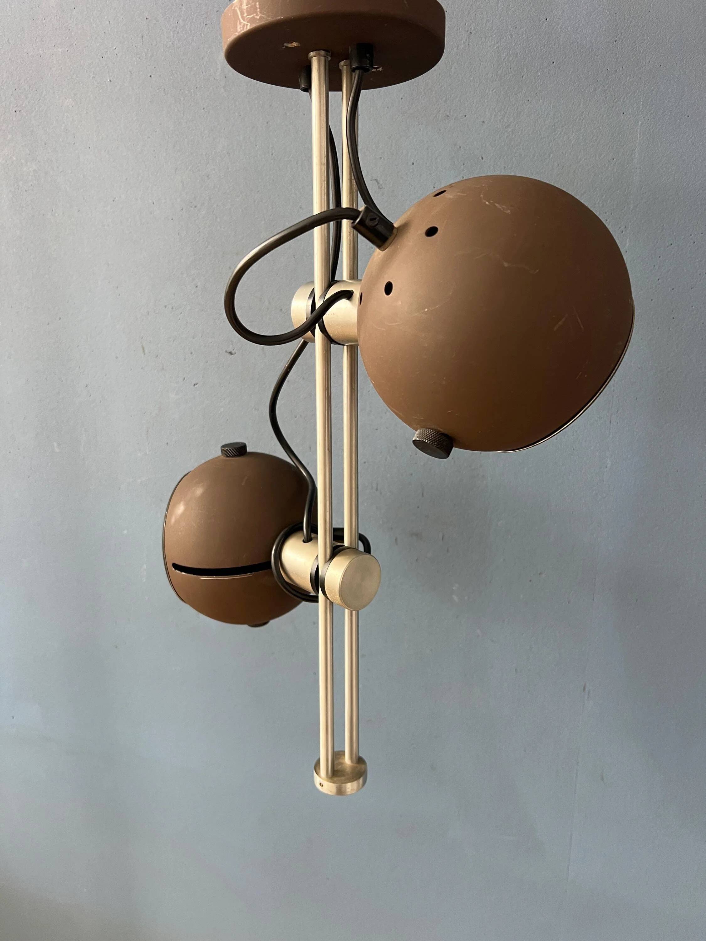 Brown ceiling light - Space Age fixture - vintage eyeball lamp