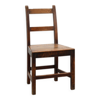 Antique oak late 19th century oak side chair, Belgium