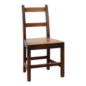 Antique oak late 19th century oak side chair, Belgium