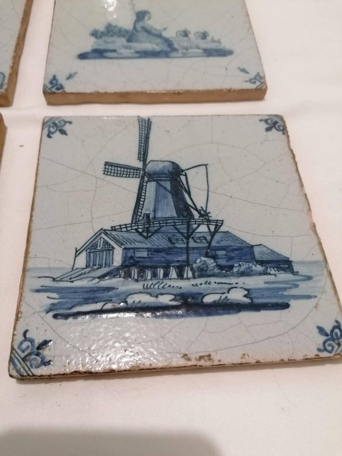 Old 18th century Delft tiles set of 8