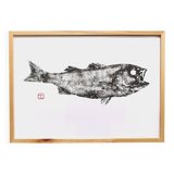 Framed art print, "Print of a bar" (gyotaku)