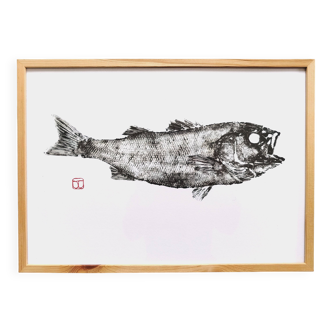 Framed art print, "Print of a bar" (gyotaku)