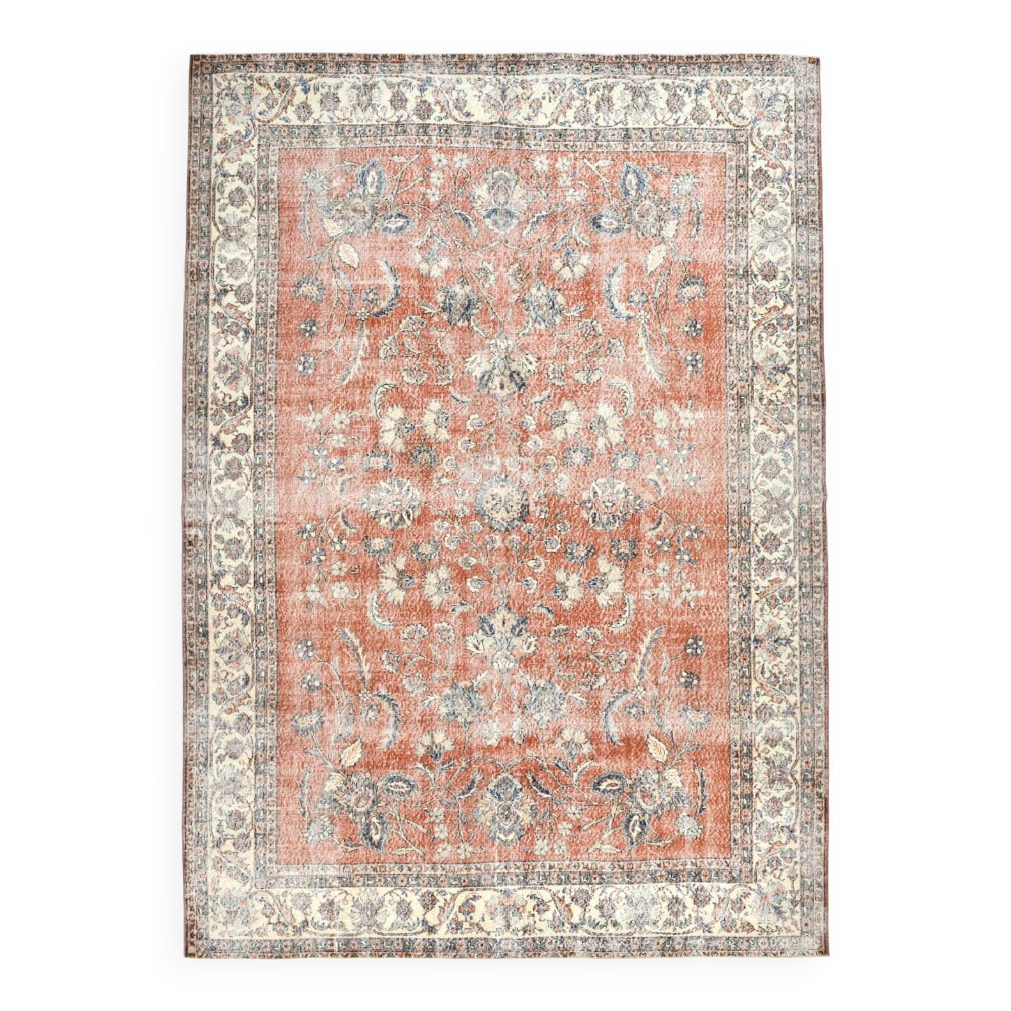 8x12 Persian Red & Blue Floral Persian Rug, Rugs For Living Room, 260x366Cm
