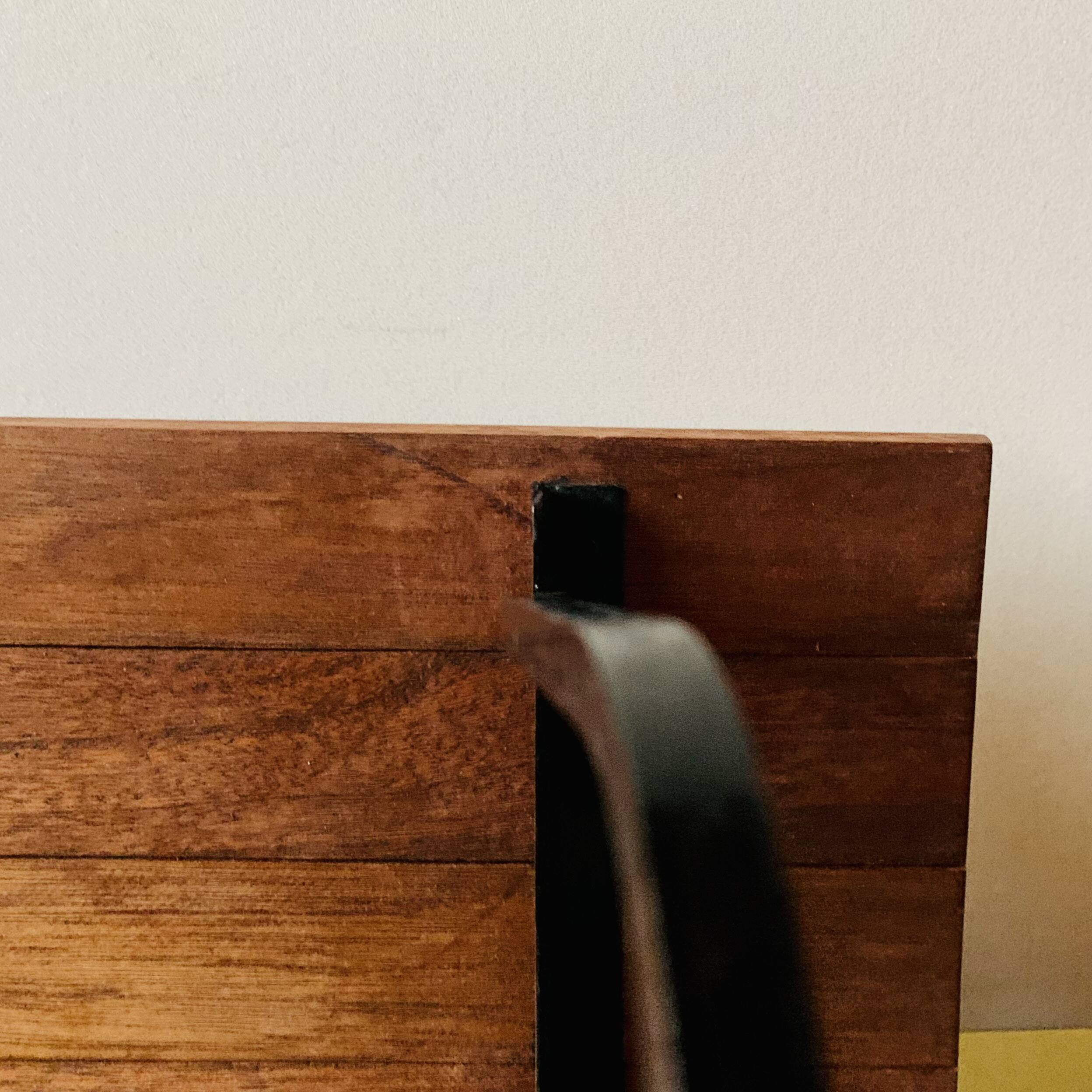 Vintage side table in wood and wrought iron