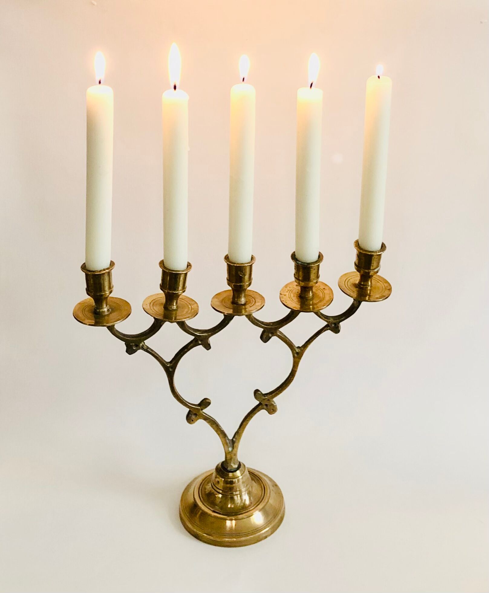 Chandelier ancien 5 branches en laiton