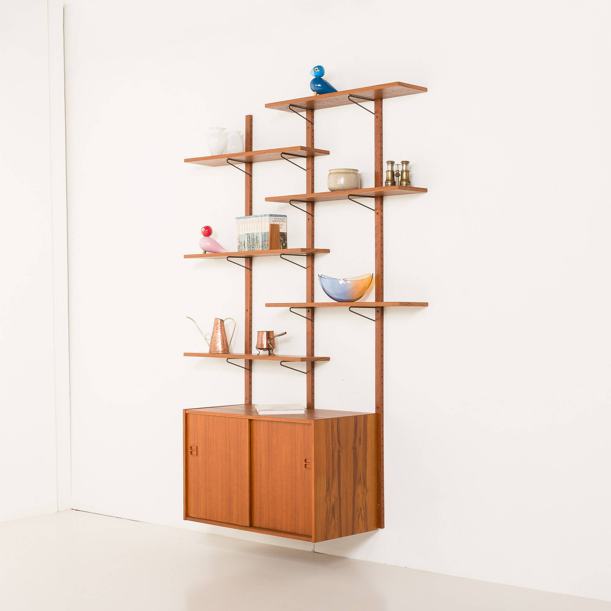 Scandinavian mid-century teak wall unit, Denmark 1970s