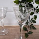 Set of 5 engraved glass liqueur glasses