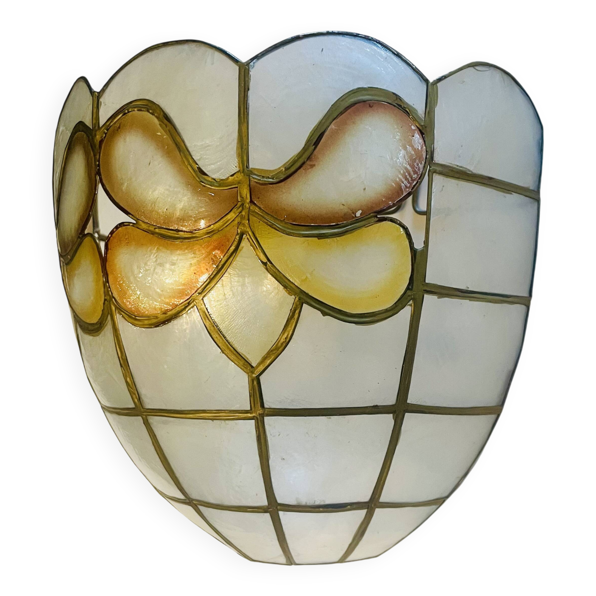 Applique abat jour nacre et laiton