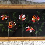 Vallauris rattan coffee table and earthenware - 1950s