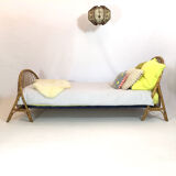 Cot basket rattan of the 1960s