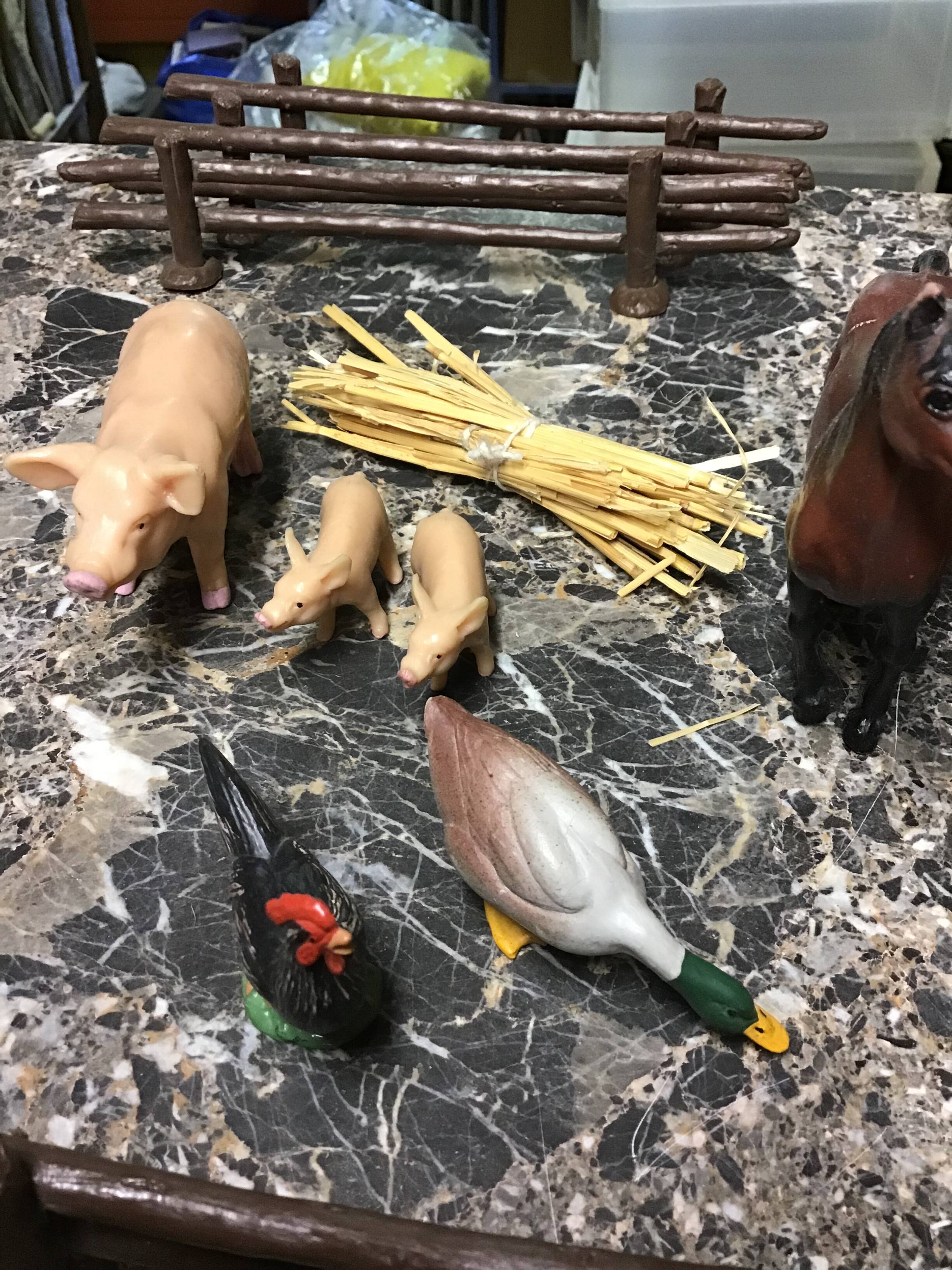 Wooden farm for children with animals.