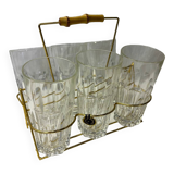 Set of 6 lemonade glasses with brass support