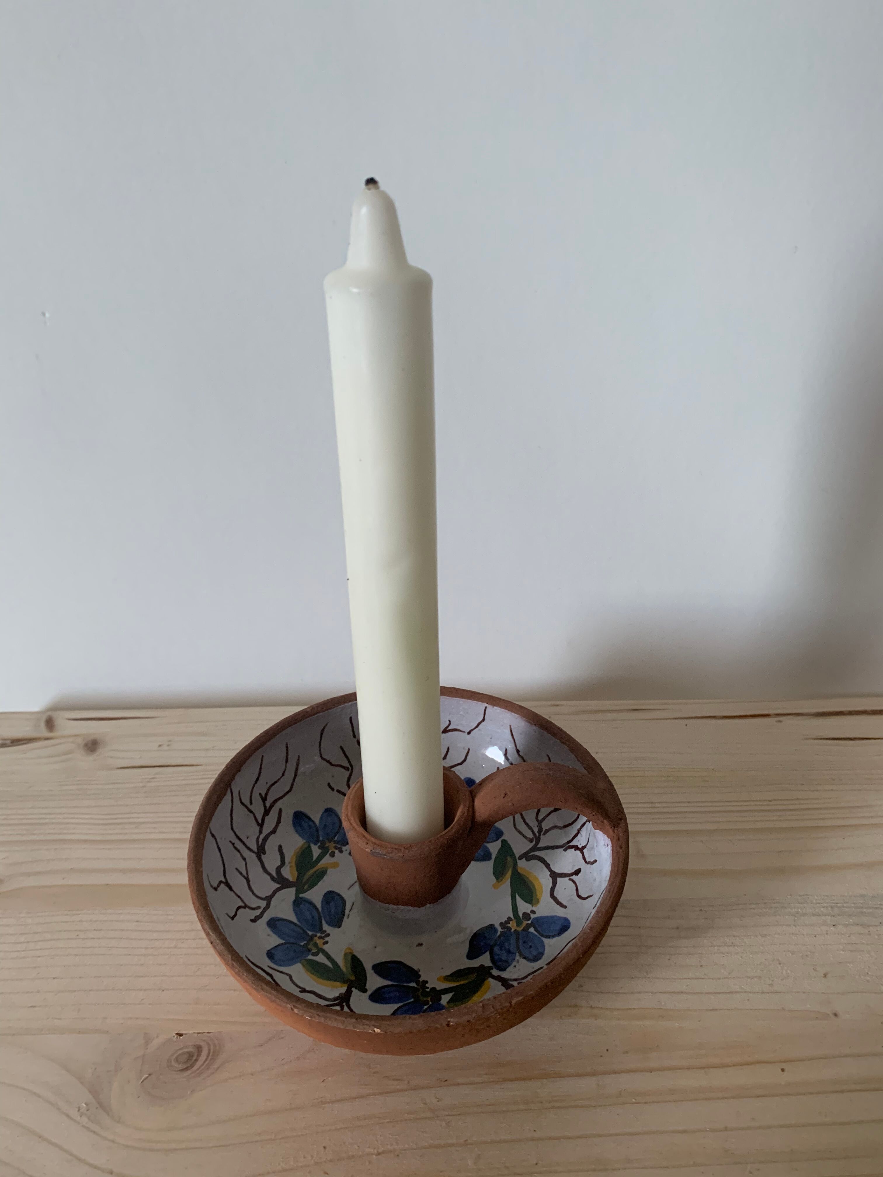 Vintage enamel ceramic candle holder
