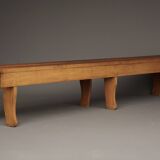 Long Oak wood Slatted Bench. 1970s
