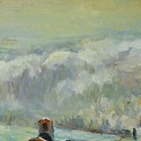 Painting “Under the Snow”, signed J.J Duboc – 1980