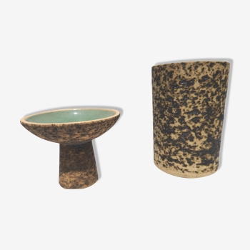 Duo vase / vintage ceramic candlestick