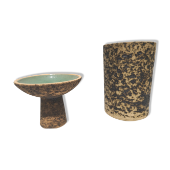 Duo vase / vintage ceramic candlestick